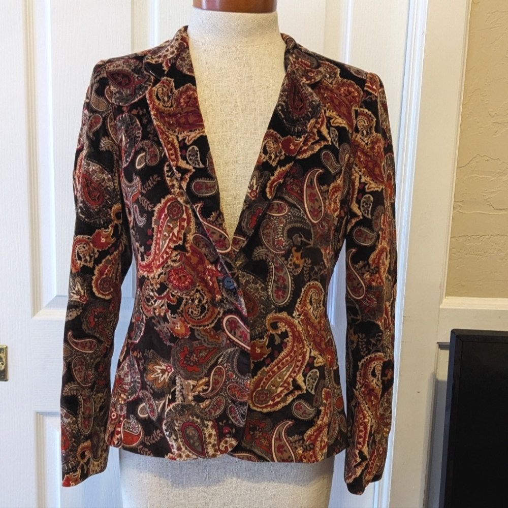 Velvet Paisley Blazer fall colors Talbot's